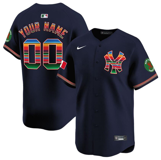 Men's New York Yankees Customized Navy Mexico Vapor Premier Limited Stitched Baseball Jersey Men's New York Yankees Customized Navy Mexico Vapor Premier Limited Stitched Baseball Jersey